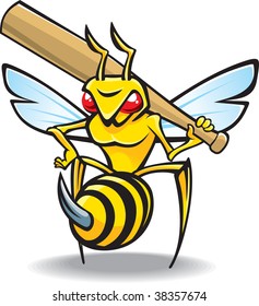 The sting, vector wasp-baseball mascot