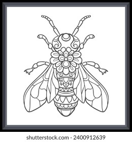 Stinger bee mandala arts isolated on white background.