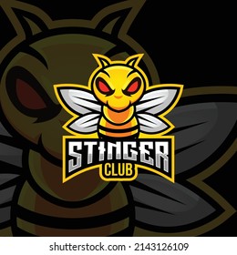 Stinger Bee Mascot Cartoon E-sports Gaming Logo Vector Illustration