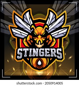 Stinger bee mascot. esport logo design