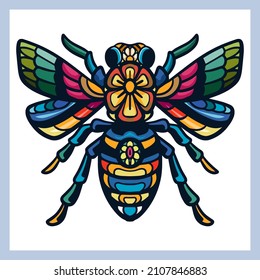 Stinger bee zentangle arts isolated on white background