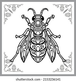 Stinger bee zentangle arts isolated on white background