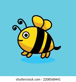 Stinger Cartoon Mascot Vector Design Flat Cute Smile Expression Yellow Honey Fun