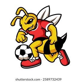 Stinging Soccer Spirit Bee Mascot Design