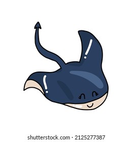 Stingray Animal cartoon sign symbol isolated on white background vector illustration