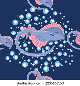 Stingray, Batomorphi sea life, fish, animals bright seamless pattern. sea travel, snorkeling with animals, tropical fish