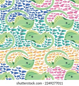Stingray, vida marina Batomorfo, peces, animales brillantes y sin costura. viajes por mar, buceo con animales, peces tropicales