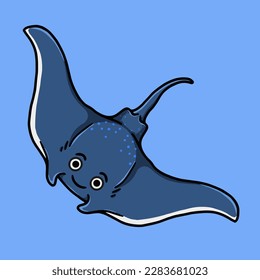 Stingray Cartoon Character Design Vector