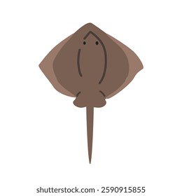 Stingray cartoon clipart. Cute bluntnose stingray (Dasyatis say) vector illustration. Animal in flat style. Sea animals concept isolated on white background