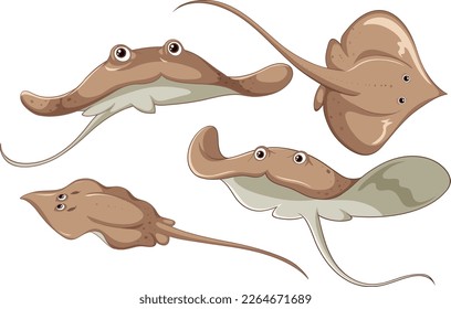 Stingray in cartoon style illustration