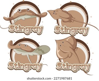 Stingray in cartoon style illustration