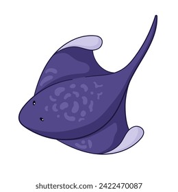 Stingray character in cartoon line art style. Undersea animal. Vector illustration isolated on a white background.