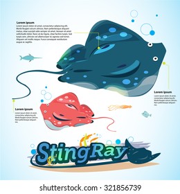 stingray character. infographic with typographic design - vector illustration