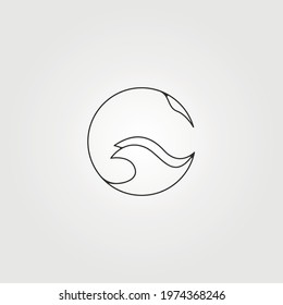 stingray circle logo vector line art minimalist illustration design