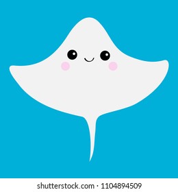 Stingray Cramp fish icon. Cute cartoon character. Baby educational card. Smiling sea ocean wild animal. Flat design. Blue water background. Isolated. Vector illustration