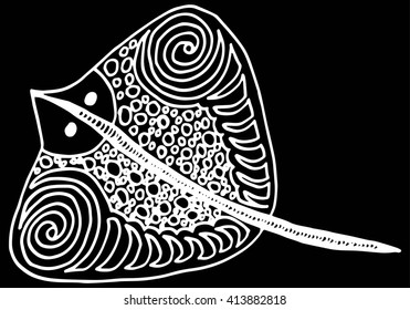 Stingray doodle, decoration, hand drawing