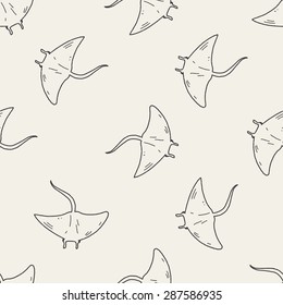 Stingray doodle seamless pattern background