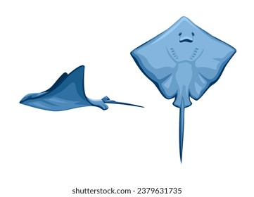 Especies animales acuáticos de peces Stingray Ejemplo de dibujos animados Vector