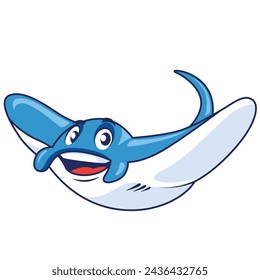 Stingray fish cartoon smiling pose