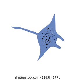 Stingray fish Character black sea animal on deep background. Wild life illustration. Vector illustration.