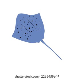 Stingray fish Character black sea animal on deep background. Wild life illustration. Vector illustration.