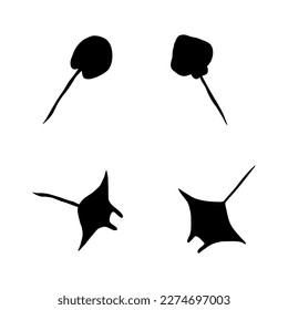 Stingray fish Character black sea animal on deep background. Wild life illustration. Vector illustration.