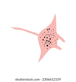 Stingray fish Character black sea animal on deep background. Wild life illustration. Vector illustration.