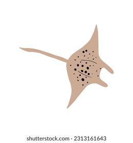 Stingray fish Character black sea animal on deep background. Wild life illustration. Vector illustration.