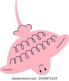 Stingray Fish Childish Vector Illustration