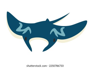 Stingray fish in flat style. Beautiful underwater inhabitant.