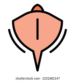 Stingray fish icon. Outline illustration of stingray fish vector icon color flat isolated on white