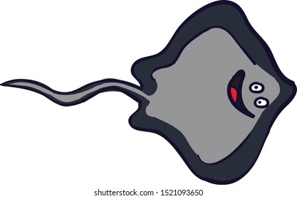 Stingray fish, illustration, vector on white background.