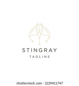 Stingray fish line logo design template flat vector