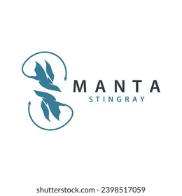 Stingray fish logo ocean animal design simple black manta silhouette illustration