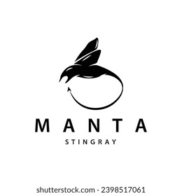 Stingray fish logo ocean animal design simple black manta silhouette illustration