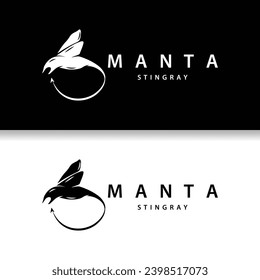 Stingray fish logo ocean animal design simple black manta silhouette illustration