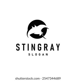 Stingray peixe logotipo oceano animal design simples preto manta silhueta ilustração