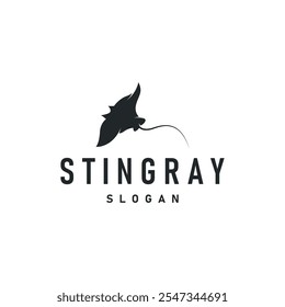 Stingray peixe logotipo oceano animal design simples preto manta silhueta ilustração