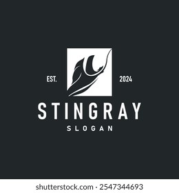 Stingray peixe logotipo oceano animal design simples preto manta silhueta ilustração