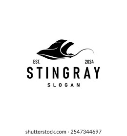 Stingray peixe logotipo oceano animal design simples preto manta silhueta ilustração