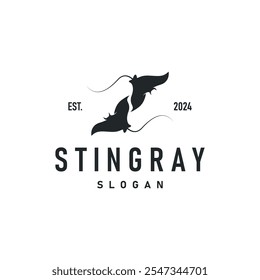 Stingray peixe logotipo oceano animal design simples preto manta silhueta ilustração