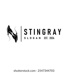 Stingray peixe logotipo oceano animal design simples preto manta silhueta ilustração