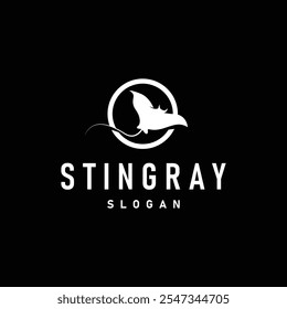 Stingray peixe logotipo oceano animal design simples preto manta silhueta ilustração