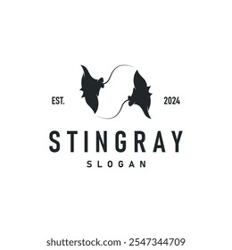 Stingray peixe logotipo oceano animal design simples preto manta silhueta ilustração