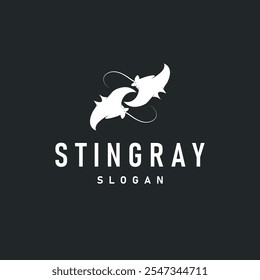 Stingray peixe logotipo oceano animal design simples preto manta silhueta ilustração