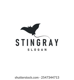 Stingray peixe logotipo oceano animal design simples preto manta silhueta ilustração