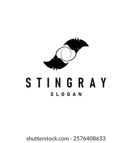 Stingray fish logo ocean animal design simple black manta silhouette illustration