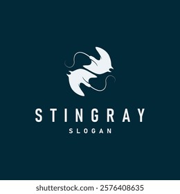 Stingray fish logo ocean animal design simple black manta silhouette illustration