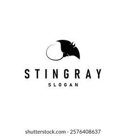 Stingray fish logo ocean animal design simple black manta silhouette illustration