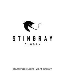 Stingray fish logo ocean animal design simple black manta silhouette illustration